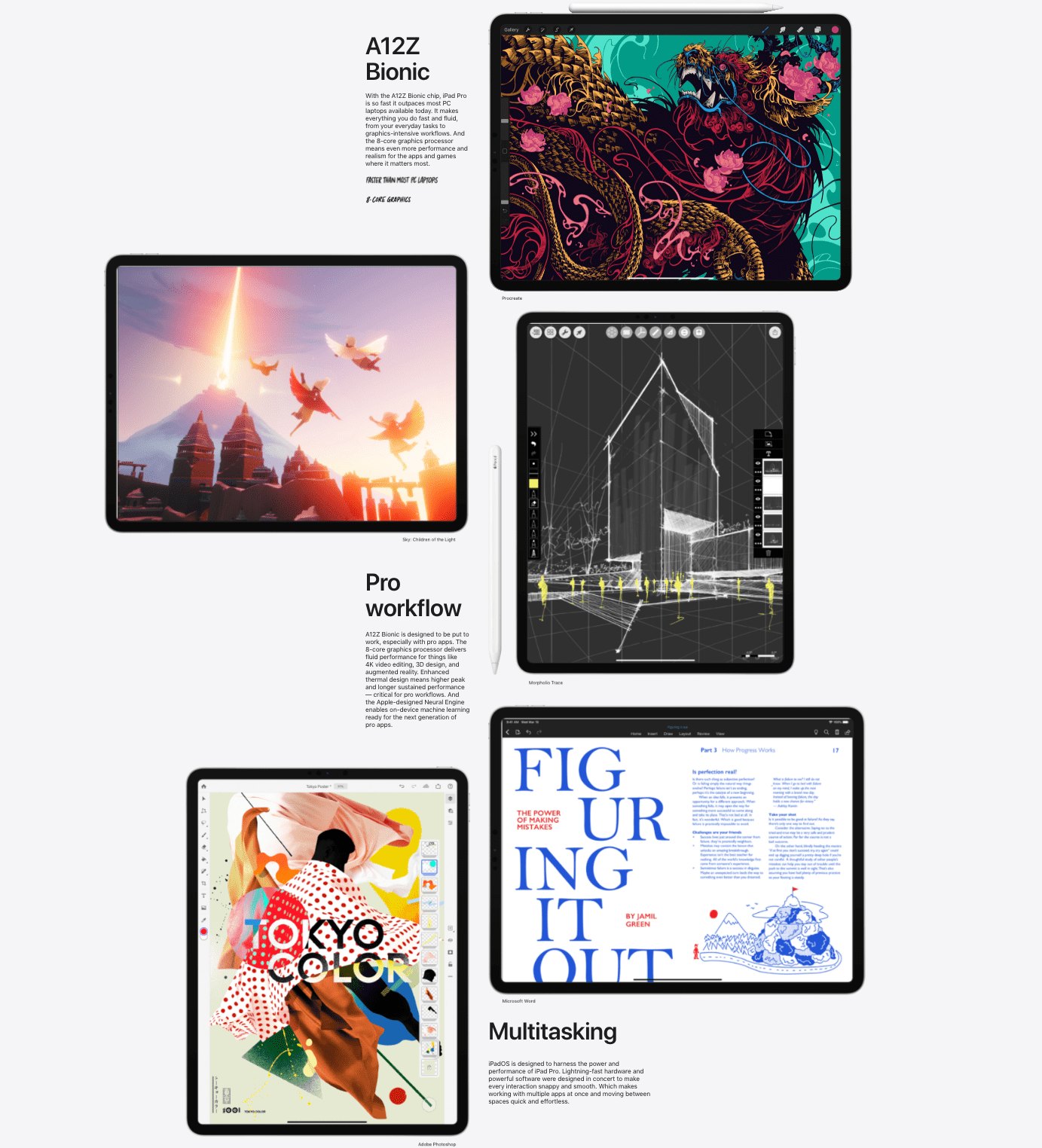 Apple web pages with large product images and generous white space