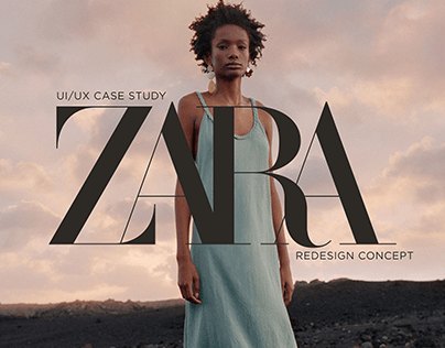 A Zara campaign image with the large ZARA logo behind a model